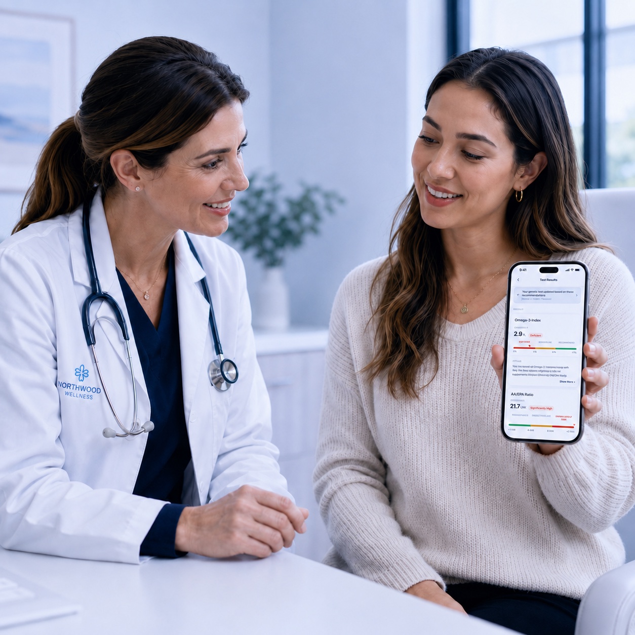 xLongevity app showing biomarker test results.